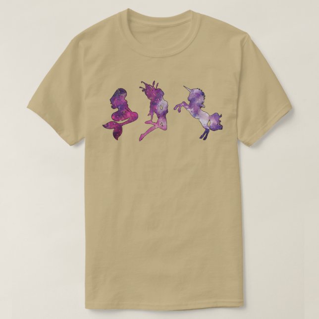 Fairies Unicorns Mermaids Galay Graphic Distressed T-Shirt (Design Front)