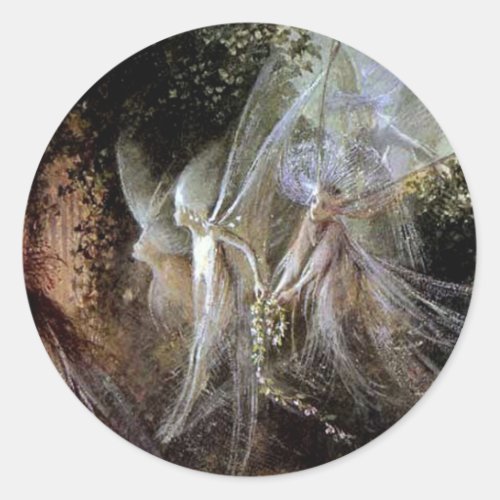 Fairies Watching At Forest Edge Classic Round Sticker