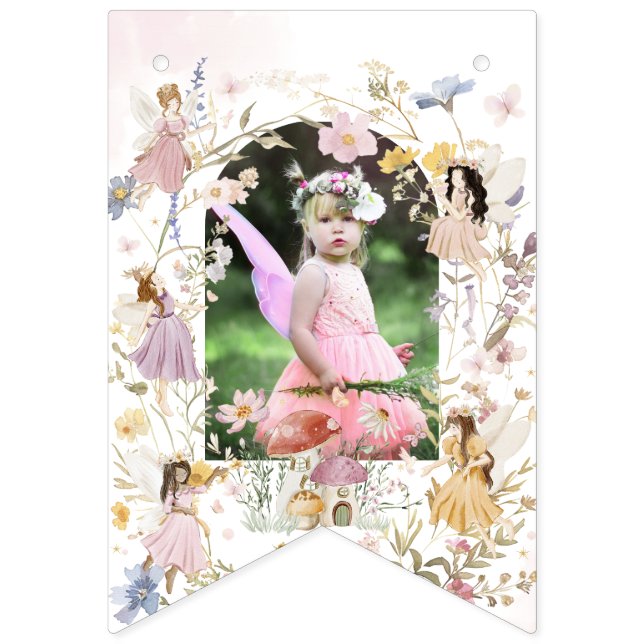 Fairies Wildflower Meadow Birthday Garland Photo Bunting Flags (Fifteenth Flag)