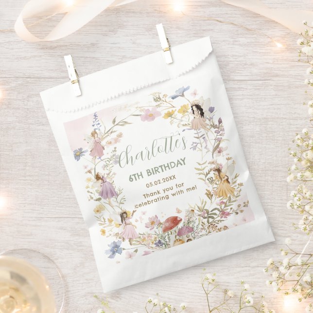 Fairies Wildflower Meadow Flowers Birthday Favor Bag (Clipped)
