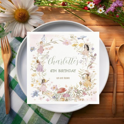 Fairies Wildflower Meadow Flowers Birthday Napkins