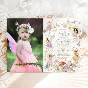 Fairies Wildflower Meadow Flowers Birthday Photo Invitation