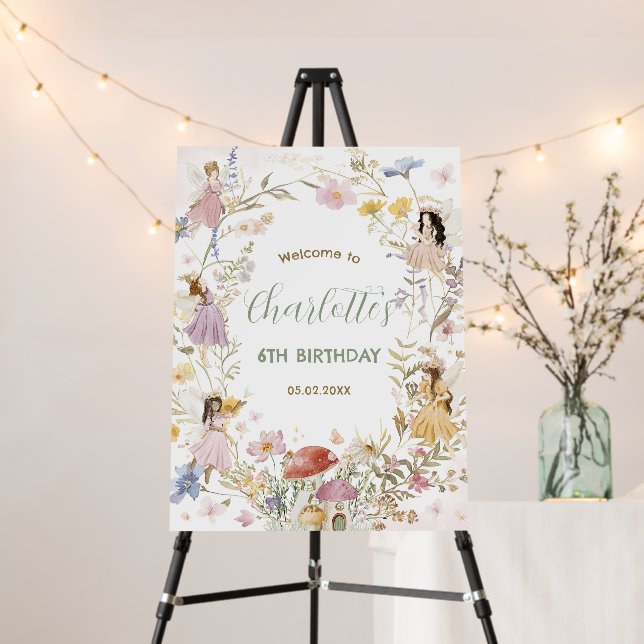 Fairies Wildflower Meadow Flowers Birthday Welcome Foam Board (In Situ (Stand))