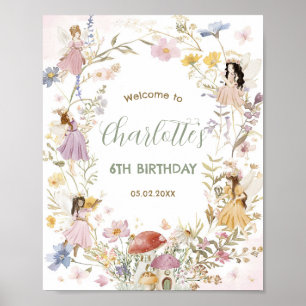 Fairies Wildflower Meadow Flowers Birthday Welcome Poster