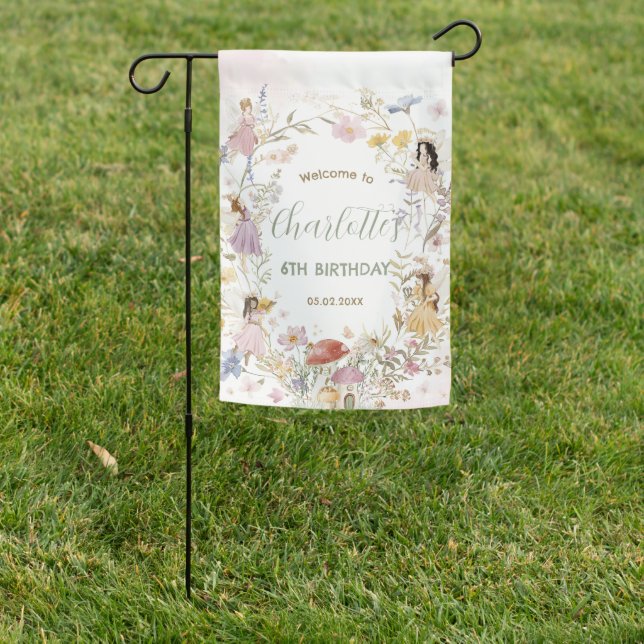 Fairies Wildflower Meadow Flowers Welcome Signage Garden Flag (In SItu)