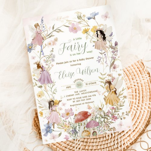 Fairies Wildflowers Flower Meadow Baby Shower Invitation