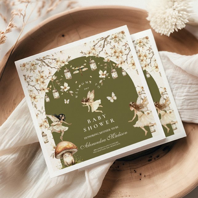 Fairies Wildflowers Flower Meadow Baby Shower Napkins (Creator Uploaded)