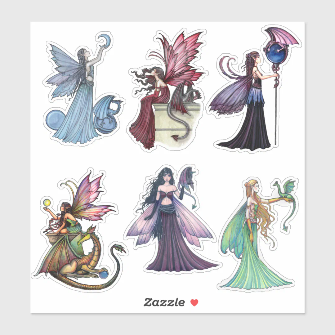 Fairies with Dragons Stickers by Molly Harrison