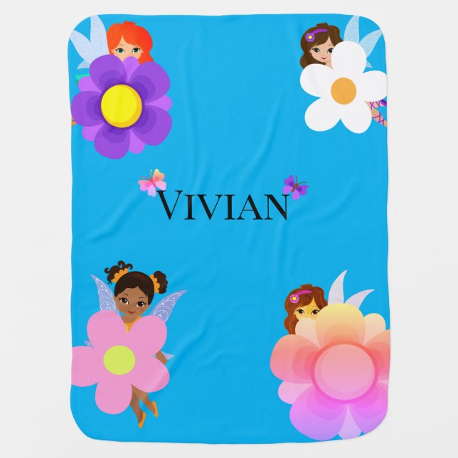 Fairies with flowers baby blanket (Front)