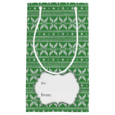 Fairisle Christmas Knit Pattern Small Gift Bag