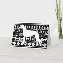 Fairisle Sighthound Christmas Linocut