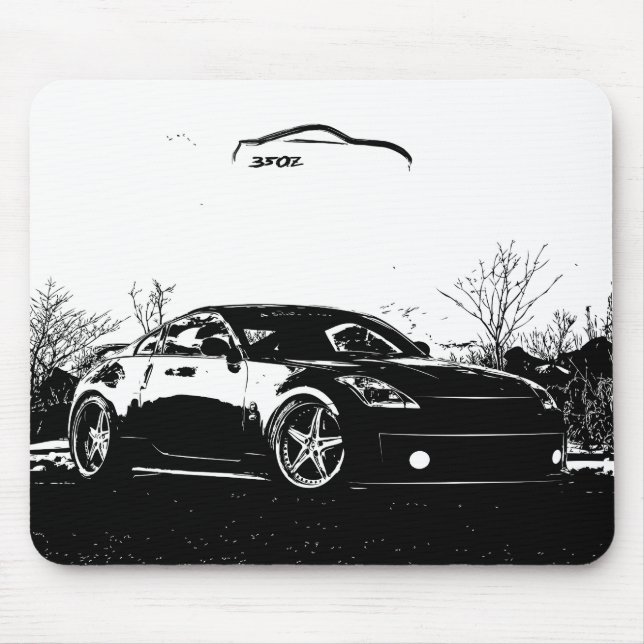 Fairlady 350Z with Black Brush Stroke Mouse Pad (Front)