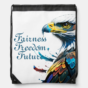 Fairness, Freedom, Future Drawstring Bag