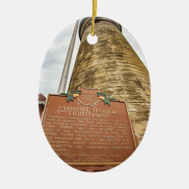Fairport Harbor Lighthouse Ceramic Ornament (Front)