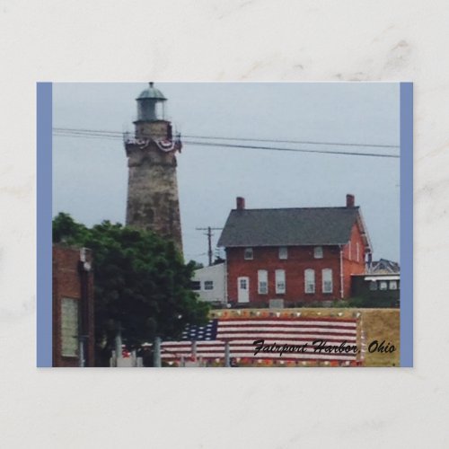 Fairport Harbor Lighthouse with Flag Postcard