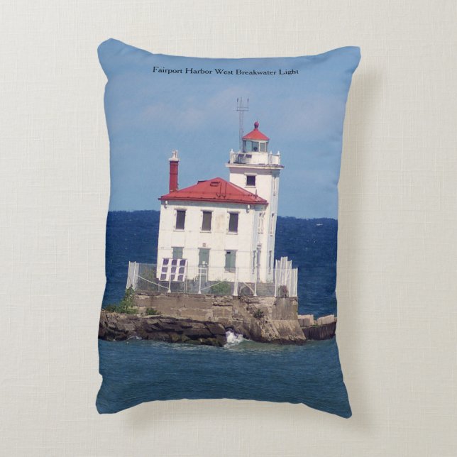 Fairport Harbor West breakwater Light Accent Pillow (Back(Vertical))