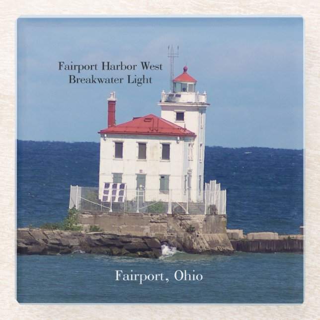 Fairport Harbor West Breakwater Light glasscoaster Glass Coaster (Front)