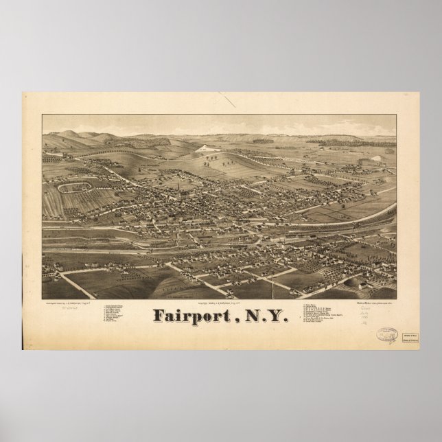 Fairport New York 1885 Antique Panoramic Map Poster (Front)