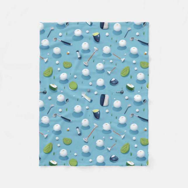 Fairway Finesse: Golf Essentials Pattern Play Fleece Blanket (Front)