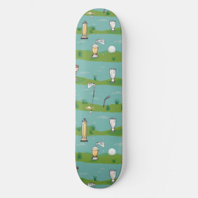 Fairway Finesse: Golf Essentials Pattern Play Skateboard (Front)