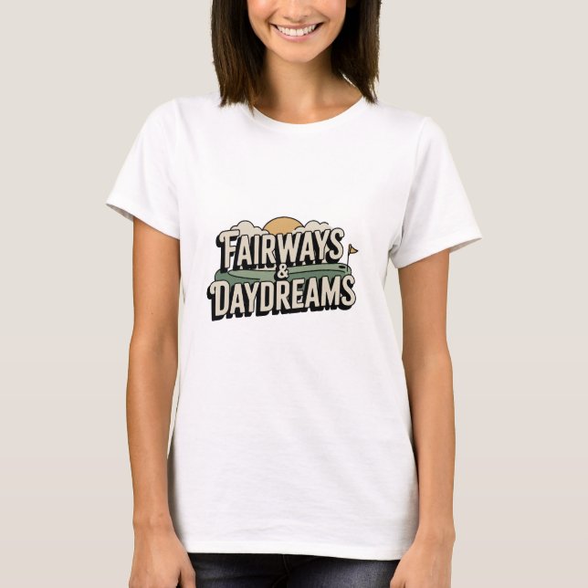 Fairways And Daydreams Retro Landscape Art T-Shirt (Front)
