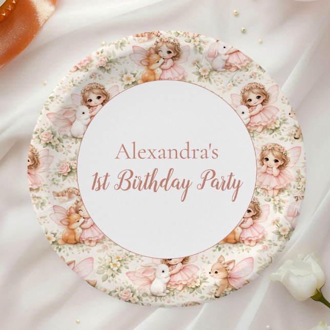 Fairy 1st Birthday Enchanted Garden Paper Plates (Creator Uploaded)