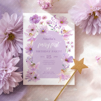 Fairy 1st Birthday Fairy Purple Girls Party Invitation