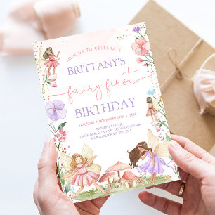 Fairy 1st Birthday Garden Party Invitation