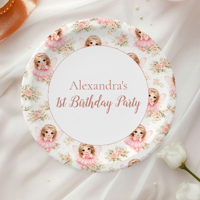 Fairy 1st Birthday Girl Paper Plates (Creator Uploaded)