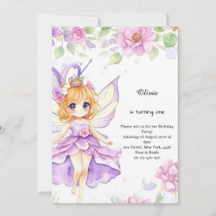 Fairy 1st Birthday Invitation