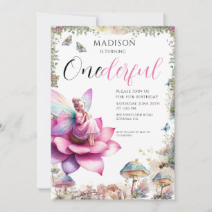 Fairy 1st Birthday Lotus Flower Enchanted Fioest Invitation