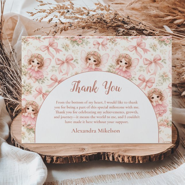 Fairy 1st Birthday Whimsical Garden Thank You Card (Creator Uploaded)