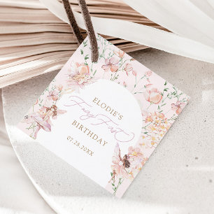 Fairy 1st Pink Floral Girls Birthday Favor Tags