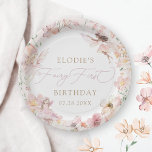 Fairy 1st Pink Floral Girls Birthday Paper Plates<br><div class="desc">Complete your fairy-themed first birthday party with our enchanting "Fairy First" disposable paper plates. Designed to pair seamlessly with our Fairy First birthday invitation, these plates feature delicate watercolor florals, whimsical fairies, and charming mushrooms in soft pastel hues. The elegant serif and cursive typography in a luxurious gold tone adds...</div>
