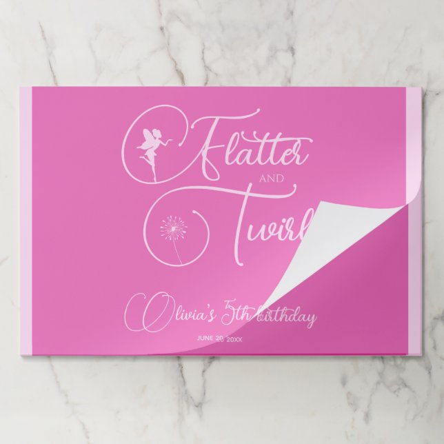 Fairy 25 Paper Pink Placemat Birthday Design (Folded)