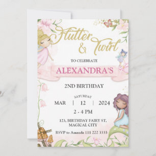 Fairy 2nd 3rd 4th 5th 6th Birthday Forest Mushroom Invitation