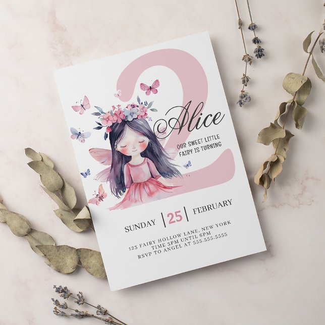 Fairy 2nd Birthday Forest Watercolor  Invitation (Creator Uploaded)