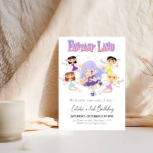 Fairy 3rd Birthday Girl Party Invitation