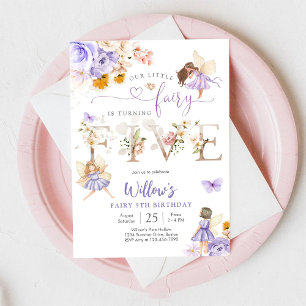 Fairy 5th Birthday Party Invitation