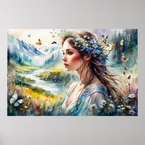 Fairy and butterflies poster