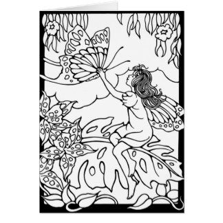 Fairy and Butterfly, coloring card