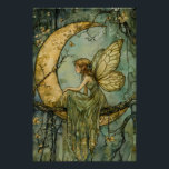 Fairy And Crescent Moon Poster<br><div class="desc">A magical fairy pixie sits on a crescent moon. A mystical fairycore poster for kid's room. 
Available in print or as a digital download</div>