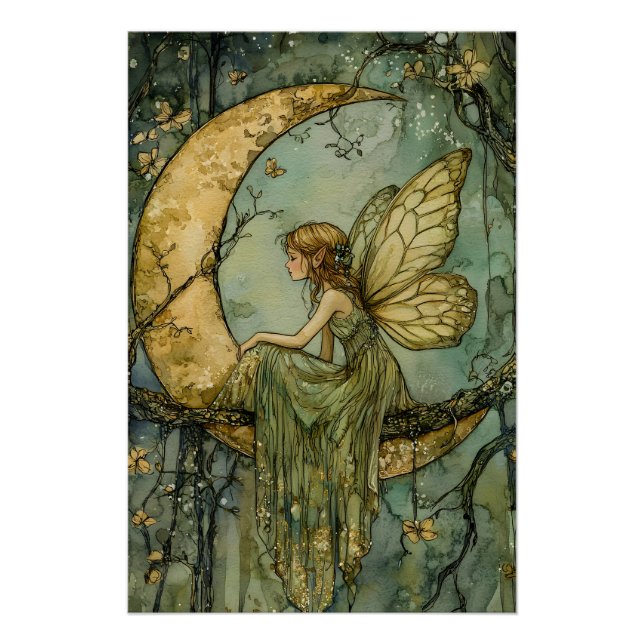 Fairy And Crescent Moon Poster (Front)