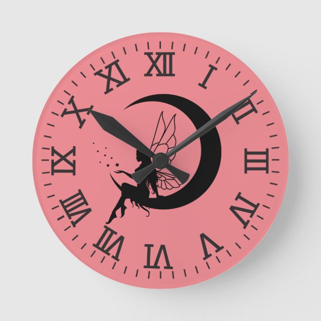 Fairy and Crescent Moon wall clock (Front)