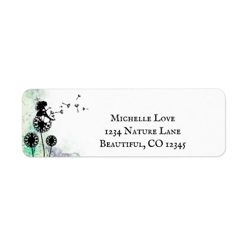 Fairy and Dandelion Seeds Flower Garden Address Label