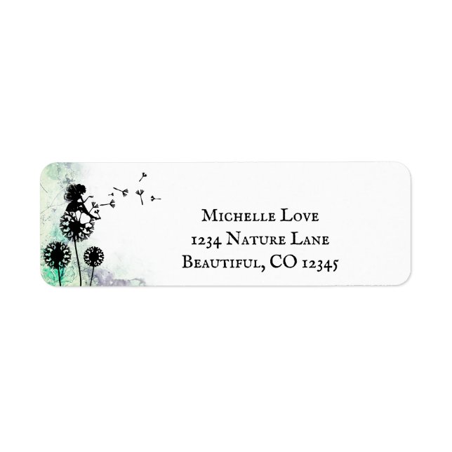 Fairy and Dandelion Seeds Flower Garden Address Label (Front)