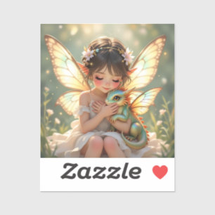 Fairy and Dragon Chibi Anime Fairy Tale Sticker