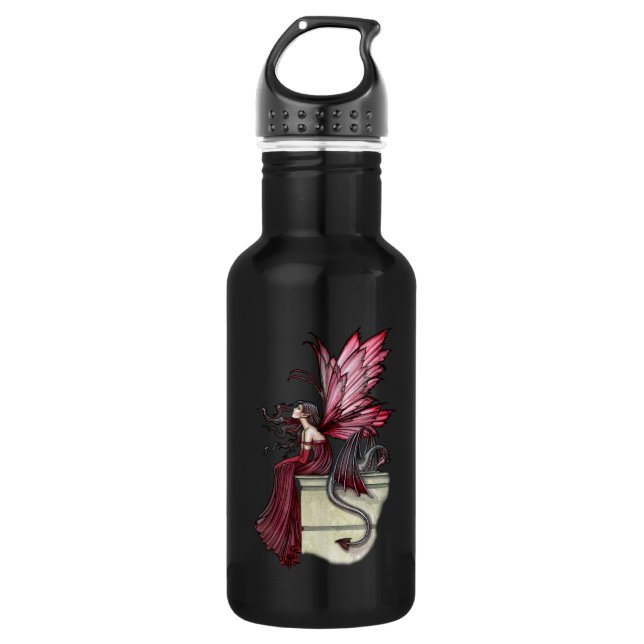 Fairy and Dragon Fantasy Art Stainless Steel Water Bottle (Front)