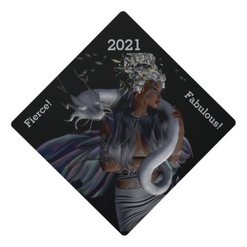 Fairy and Dragon Fierce and Fabulous Graduation Cap Topper