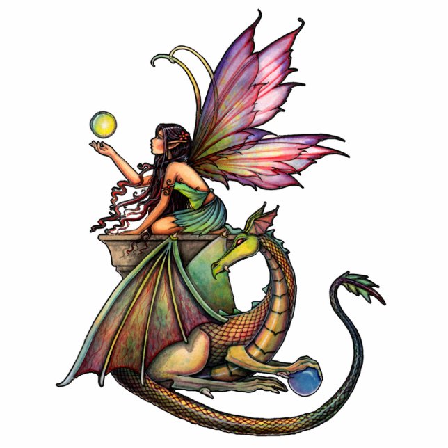 Fairy and Dragon Photo Sculpture Ornament (Front)